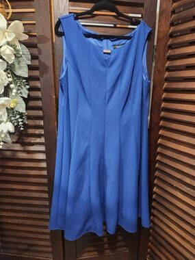 R & M Richards Sleeveless A-Line Midi Dress in Royal Blue